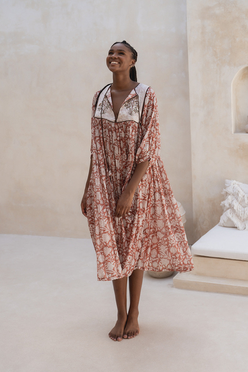 Diya Midi Dress ~ Chestnut