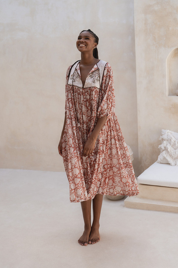 Diya Midi Dress ~ Chestnut