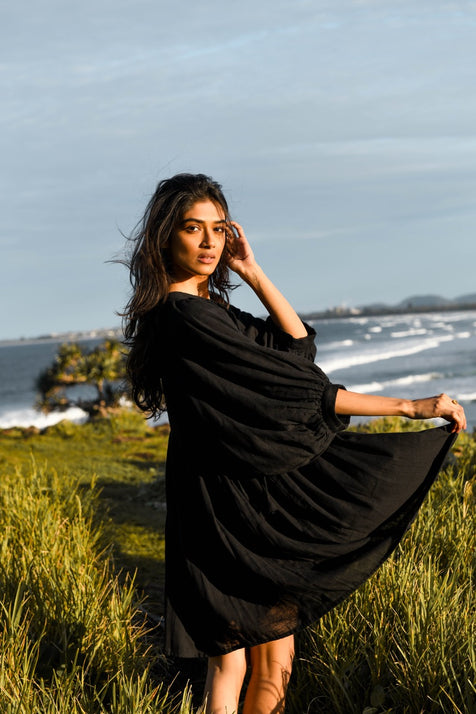 Kyra Mini Dress ~ Black Gauze