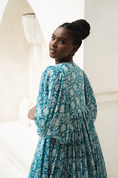 Kyra Midi Dress ~ Ocean Blue