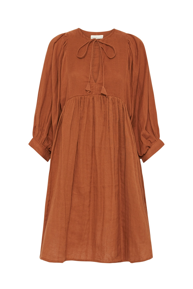 Kyra Mini Dress ~ Rust Gauze