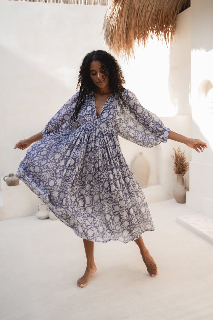 Kyra Midi Dress ~ Blue Iris