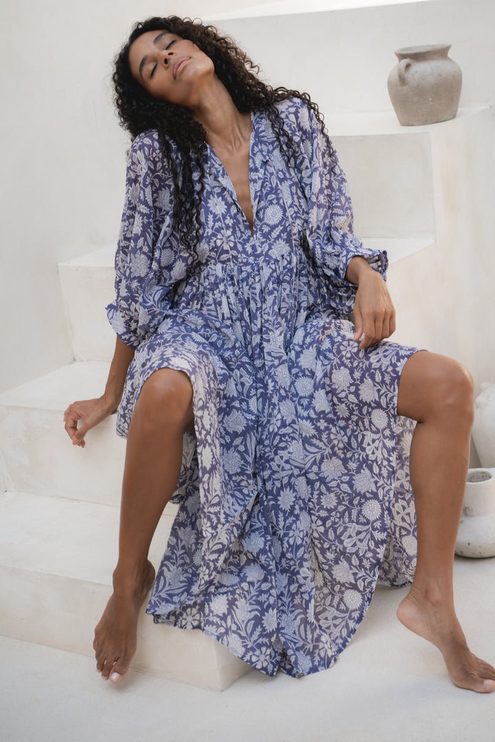 Kyra Midi Dress ~ Blue Iris