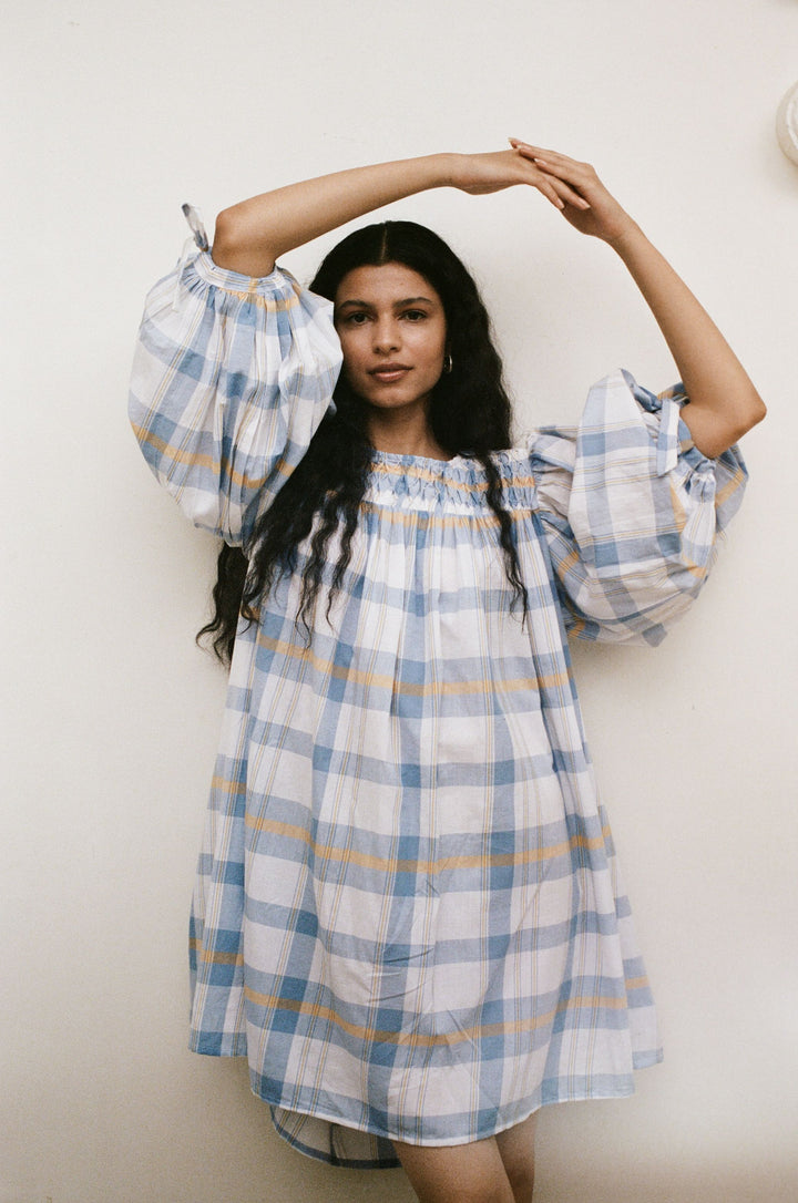 Freya Dress ~ Periwinkle Blue Plaid